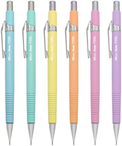 Pentel P205-97 Lápis Automático Mecânico - Pastel Floral Range - Pacote variado de 6