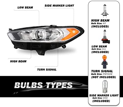 Montagem do farol do projetor de Sockir com lâmpadas ajustadas para 2013- Ford Fusion OE Estilo de farol Substituição