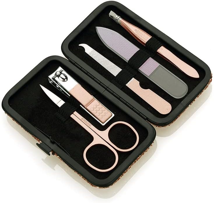 DOUBAO 5PCS/SET GOLD ROSE GOLD ANEL EXTILHO DE ANELO ATENAS ARQUIVO DE AÇO DE AÇO DE AÇO SCISSORS EAR MANICURE UNIF Beauty