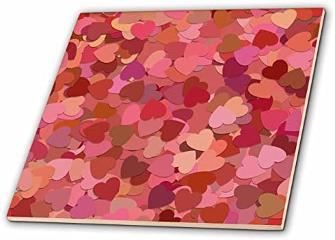 3drose rosa, pêssego, imagem vermelha do padrão de corações em camadas - azulejos