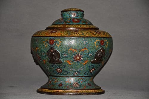 12 Coleção folclórica chinesa Old Bronze cloisonne esmalte shakyamuni buda grande barriga jarra general jar office ornament