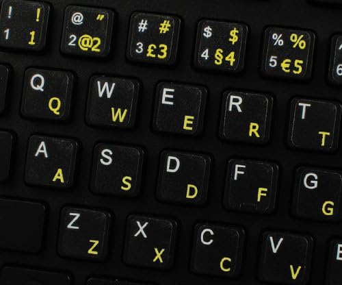 Adesivos de teclado português de 4keyboard com letras amarelas em fundo transparente