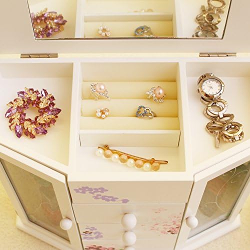 Caixa de jóias de madeira européia de Wodeshijie/caixa de jóias coreanas com espelho/colar ringue de anel de anel de armazenamento/presente