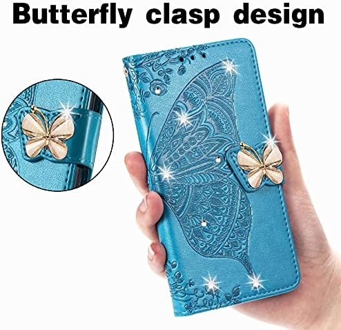 YSNZAQ SAMSUNG Galaxy A22 4G Caixa de telefone da carteira, 3D Caso de fecho magnético de couro com borboletas com borboletas