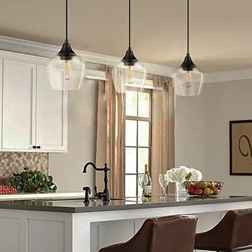Dolaimy House 3 Pack 1 Mini -iluminador de cozinha pendurada iluminária pendente de cozinha, acabamento preto com lustre