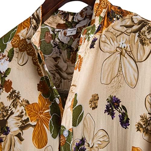 Camisas havaianas de ubst masculas de manga curta botão floral de algodão Tops vintage de férias de verão camisa de praia casual Sweatshirts