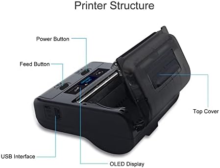 Kxdfdc portátil tudo na impressora térmica de 3 polegadas de 80 mm de papel para rótulo de remessa impressão USB BT