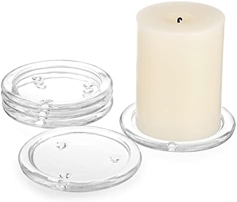 Placas de vela de vidro transparente de 5pcs Placas de vela de 4 polegadas Pillares, porta -copos de vidro Placa de vela de vela redonda de porta