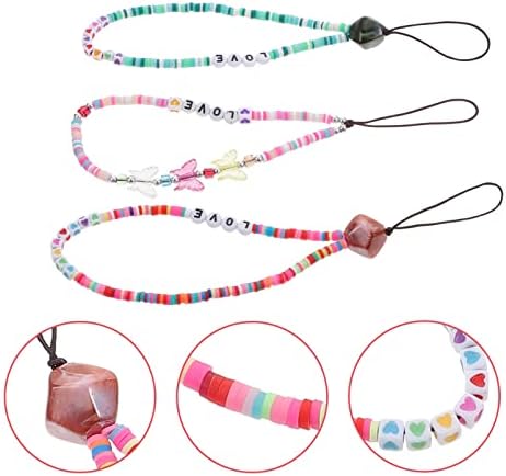 Pulseiras de braceletes de miçangas de miçangas sosoport bandas femininas 3pcs lanyar telefone celular strap strap handmade