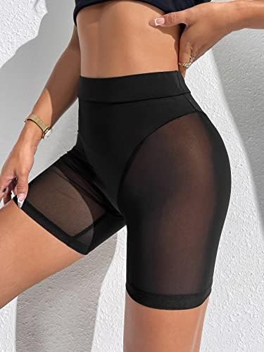 Leggings de megccr para mulheres shorts de malha de malha de contraste sólidos