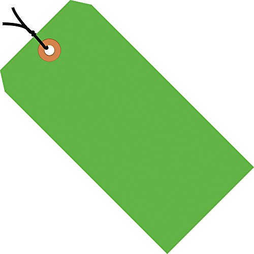 Tags de remessa Aviditi, 6 1/4 x 3 1/8, 13 pt, verde fluorescente, com ilhas reforçadas, para identificar ou endereçar itens que não podem ser rotulados e para remessas de código colorido, caso de 1000