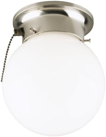 Iluminação de Westinghouse 6720800 Acessório de teto interior com uma luz de descarga com corrente de tração, acabamento de níquel escovado com globo de vidro branco,