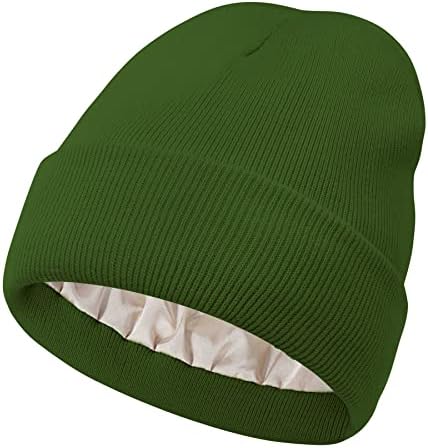 Girada de cetim de cetim de Zando para mulheres Knit Beanies Womens Winter Beanies for Women Hats for Men Cuffed Skull Cap