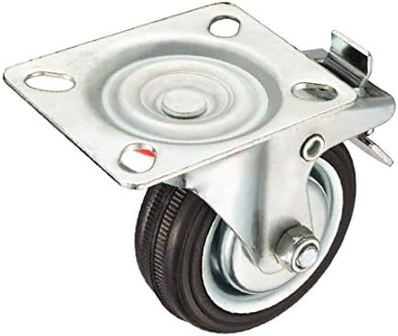 X-Dree 3 polegadas Roda de roda de borracha W Freio, placa superior giratória, 110 libras. Capacidade de carga (Rueda Giratoria