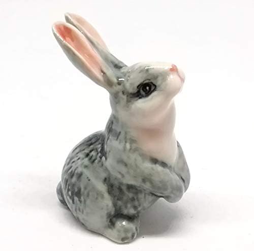 Zoocraft porcelana coelho de coelho estatueta de cerâmica cinza pintada em miniatura colecionável