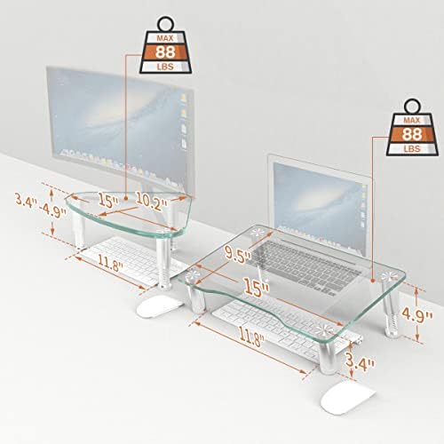 Hemudu Clear Computer Monitor Riser com altura Ajustável Multi Media Desktop Stand para TV LED LCD de tela plana, laptop/notebook/Xbox One