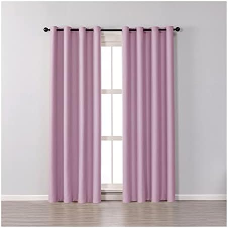 Cortinas decorativas daesar para sala de estar 2 painéis, cortinas de bleca -backout de ilhós poliéster rosa claro cor de cor de