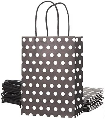 Sacos de papel pretos kraft 8,2x5.9x3 polegadas 18pcs sacos de papel, sacolas de festas de festas sacolas sacos de doces