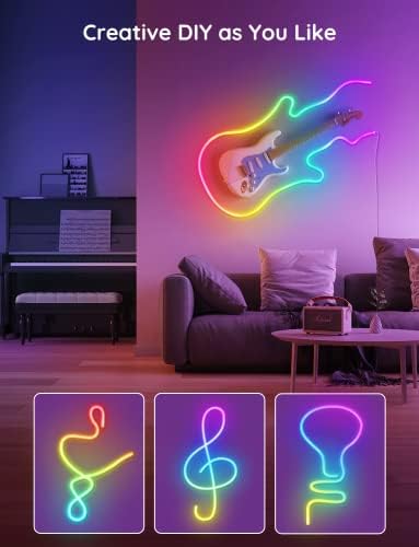 Luzes de corda de neon govee, luzes de corda RGBIC com sincronização musical, design de bricolage, trabalha com Alexa, Google