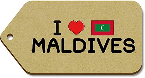 Azeeda 10 x 'I Love Maldives' 66mm x 34mm Tags de presente