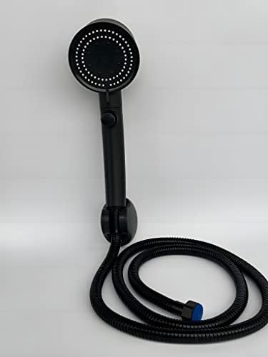5 Função Turbo Propeller Black Shower Head, com botão liga/desliga, chuveiro de alta pressão, chuveiro de chuveiro de luxo, 60 polegadas