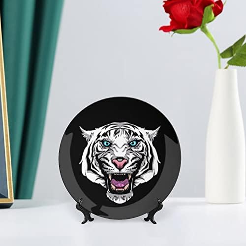 Placas decorativas de placa decorativa de tigres brancos de gato selvagem com estandes de exibição para decoração de casamento em