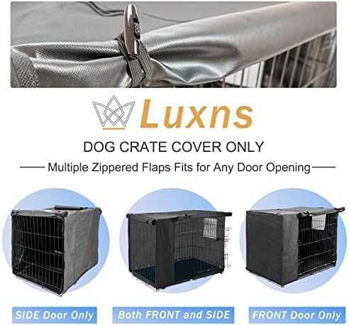 Luxns Dog Crate Tampa para 24 30 36 42 48 polegadas CAGA DO CANTO DE FIO - Durável Poliéster 600D e revestimento de PVC com janela