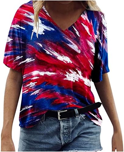 HGCCGDU 4 de julho Blusa para mulheres Casual Túmulos de fábrica American Flag Print Tees Independence Day ShirtFits