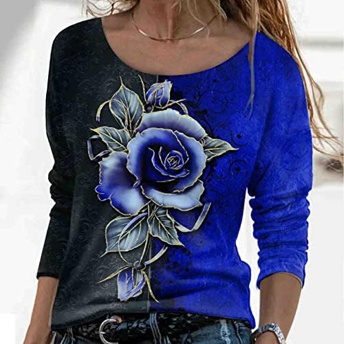 Camisas de manga comprida para mulheres Tops estampados florais