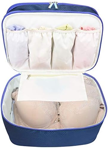 Bolsa de roupas de roupa de roupas do organizador de viagens - Bolsa de armazenamento de embalagem de duas camadas grande - se encaixa no sutiã grande, meias, cuecas, cosméticos, kit de higiene pessoal