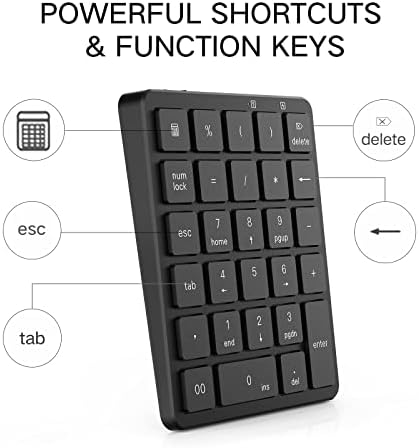 Blocos de números sem fio Pinkcat, 28 teclas teclados numéricos com 2,4g de receptor USB, número portátil Numpad Contabilidade