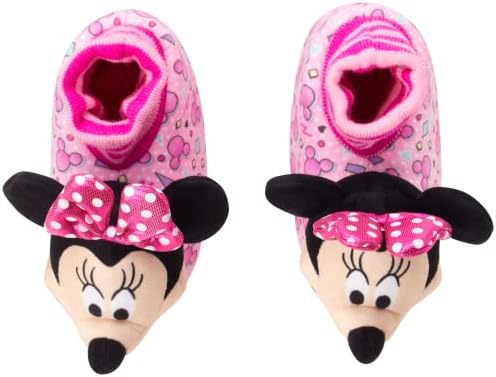 Disney Girls 'Minnie Mouse Slippers - Slippers de meias de cabeceira 3D de cabeça