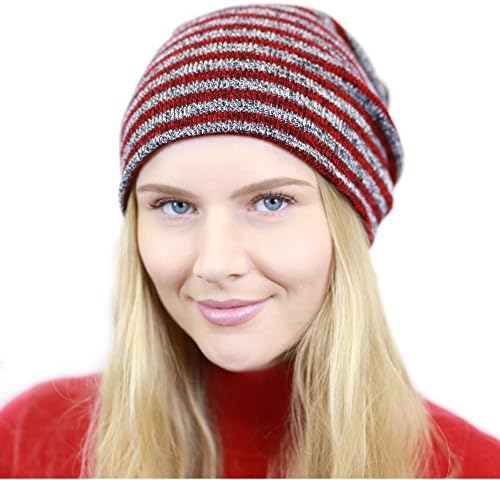 O chapéu depot Kids Soft Warm Stripe Knit Beanie Slouchy Winter Hat feito nos EUA