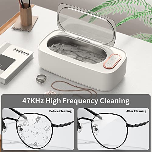 Limpador ultrassônico 47kHz Máquina de limpeza de jóias ultrassônicas com tanque de aço inoxidável de 400 ml para limpar óculos, aparelhos, anel, colares, brincos, escova de maquiagem