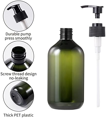 Pacote de garrafas de bomba de plástico, 16oz/500 ml de sabão de shampoo de cilindro vazio, recipientes recarregáveis ​​com rótulos