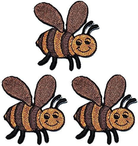 Kleenplus 3pcs. Little Bee Brown Patch Crafts Artes Reparo Cartoon Crianças Crianças Ferro bordado em costura em manchas de