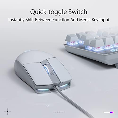 Asus Rog Strix Impact II Moonlight White Gaming Mouse | Design ambidestro e leve, sensor óptico de 6200 dpi, interruptores