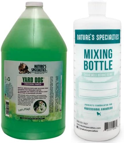 Especialidades da natureza misturando garrafas e shampoo de cachorro pacote de concentrado, fácil de ler medições misturando garrafa