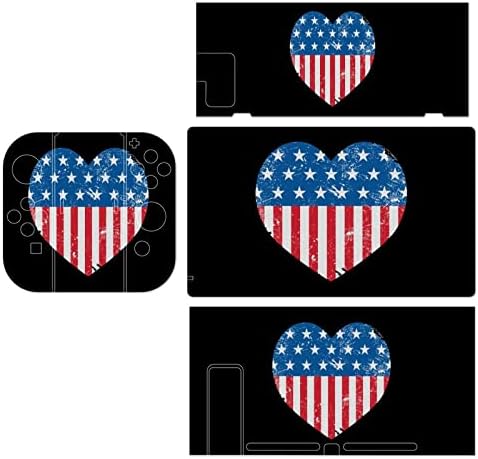 EUA America America Retro Heart Skin Skin Skin Full Set Stickers Coberta de protetor para console Joy-Con Dock