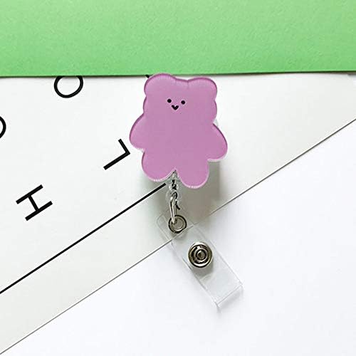 Reel de crachá retrátil, cartoon acrílico Ursos de exposição CARTÃO DE ID CLIPS Candy Color Korea urso Nome de nome Kawaii Bishge Titular papelaria