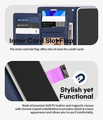 Caixa de carteira rica em bobos projetada para Galaxy S22, capa de aba de cartas extra funcional e elegante e elegante e elegante lasco