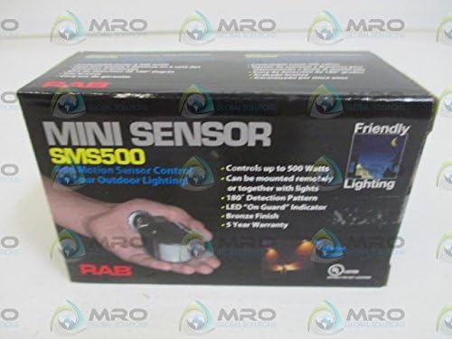 Iluminação Rab SMS500 Mini Sensor, padrão de detecção de 180 graus, potência de 500W, 120V, cor de bronze