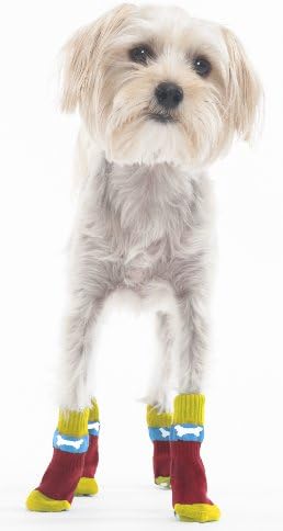 Moda Pet Snazzy meias para animais de estimação, ossos pequenos e vermelhos