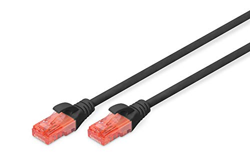 Digitus Cat 6 U-U-UTP Cable, 5m, rede LAN DSL Ethernet Cable, PVC, CCA, AWG 26/7, preto