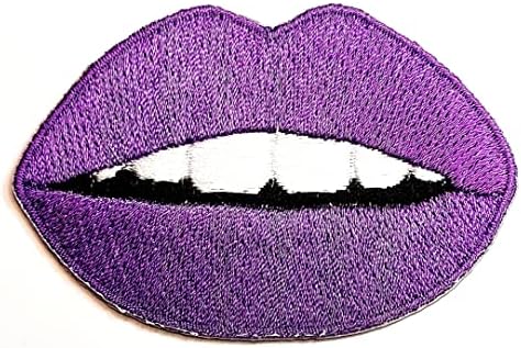 Kleenplus 3pcs. Lábios roxos Ferro bordado em costura em manchas de moda lábios Mulheres beijam -me desenho animado adesivos