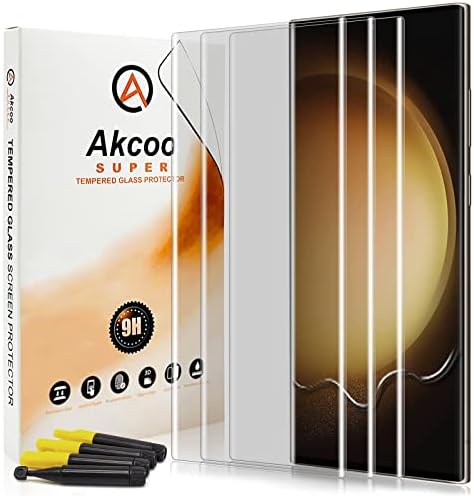 Akcoo [3 pacote] Galaxy S23 Protetor de tela Ultra Screen Temperado por vidro, adesivo de tela inteira UV [LOCA Liquid Tech] [Sensor