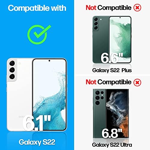 Teoria de potência projetada para o vidro temperado do protetor de tela do Samsung Galaxy S22 5G [dureza 9H], kit de instalação fácil, 99% HD Bubble Free Clear, Case Friendly, Anti-Scratch, 2 pacote