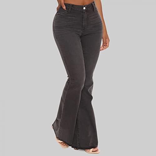 Jeans de fundo de sino para feminino, calça clássica de cintura alta calças de emagrecimento estiradas calças Jean Skinny 70s roupas
