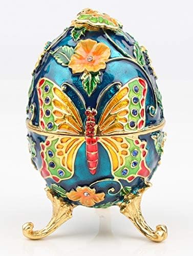 SevenBees pintados à mão decorativa decorativa Faberge ovo de jóias dobradas Box de bugigina presente para decoração de