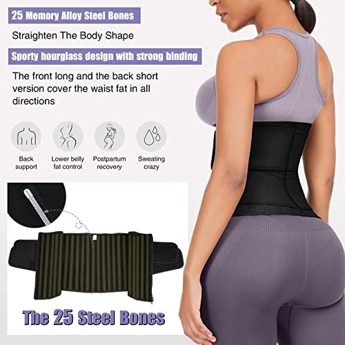 Featingirl Latex Caist Trainer for Women Women Tummy Control Shapewear Waist Cincher Cincher Body Shaper Workout Ossos de 25 aço